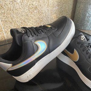 Nike Womens Air Force 1 '07 Metallic Black/Platinum Size 8 AR0642 002 MUST SEE!!